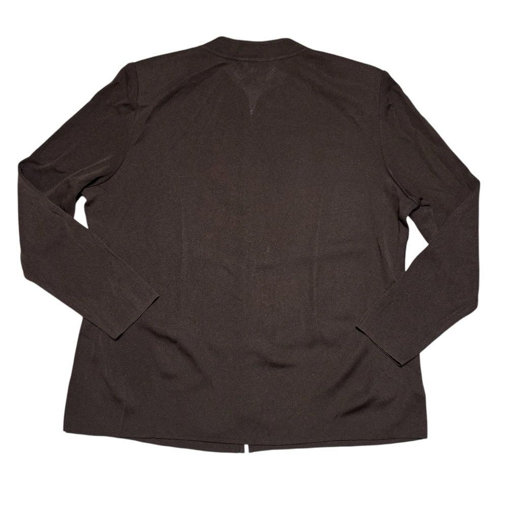 Misook Chevron Brown Zip Up Knit Jacket Blazer Cardigan Size XL - Picture 3 of 6